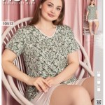 Пижама Noya Lux бежевый, зеленый, 2XL